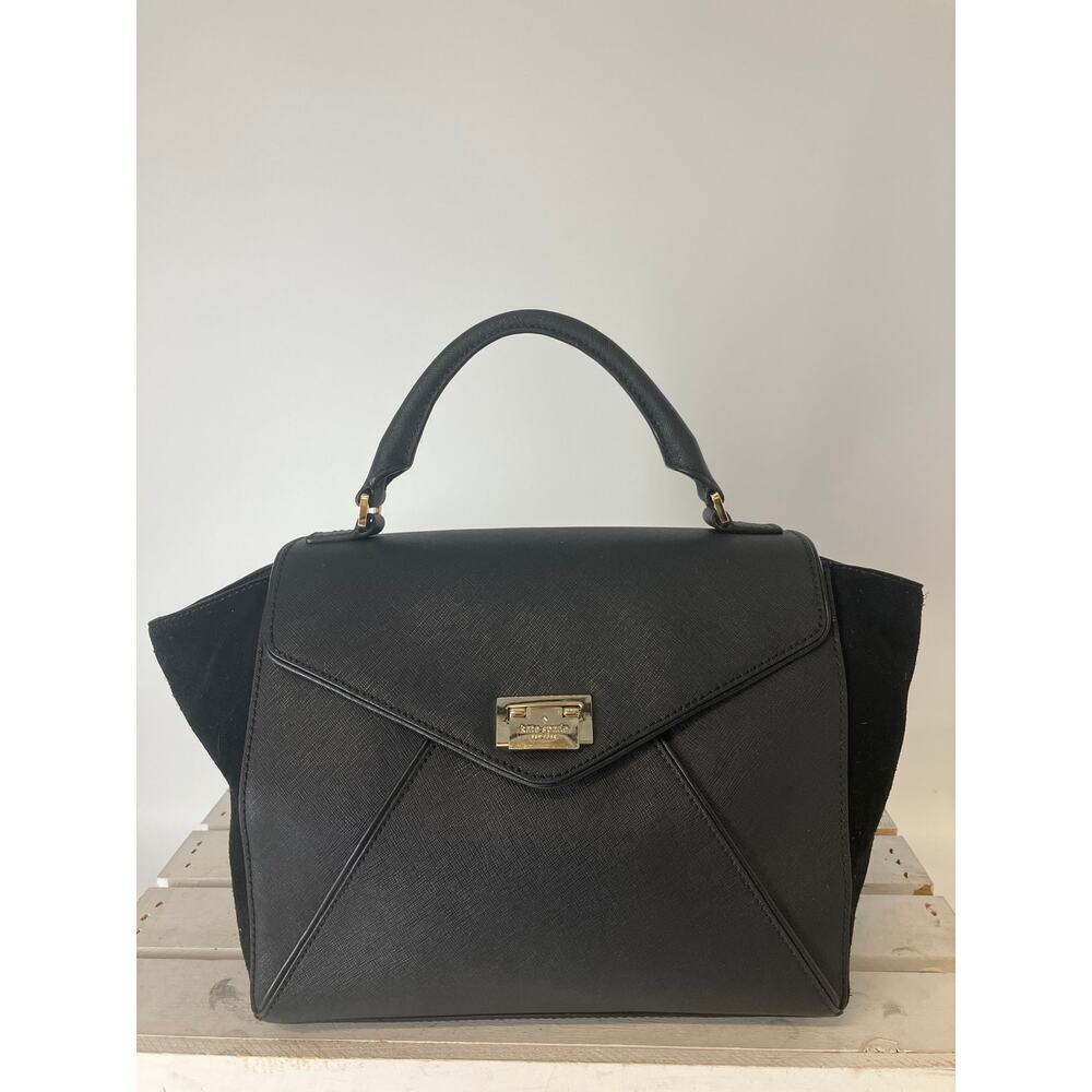 KATE SPADE MEDIUM BLACK SAFFIANO LEATHER AND VELVET HANDBAG - Picture 2 of 16
